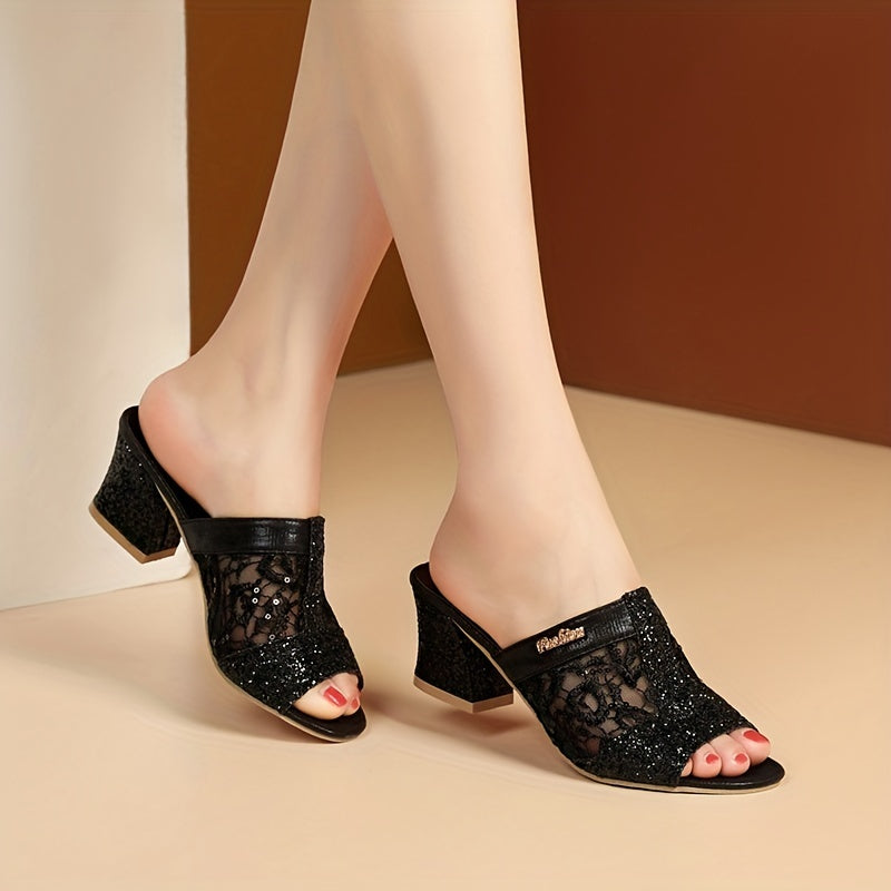 Luz® | Sandalias femeninas con lentejuelas brillantes