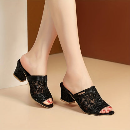 Luz® | Sandalias femeninas con lentejuelas brillantes