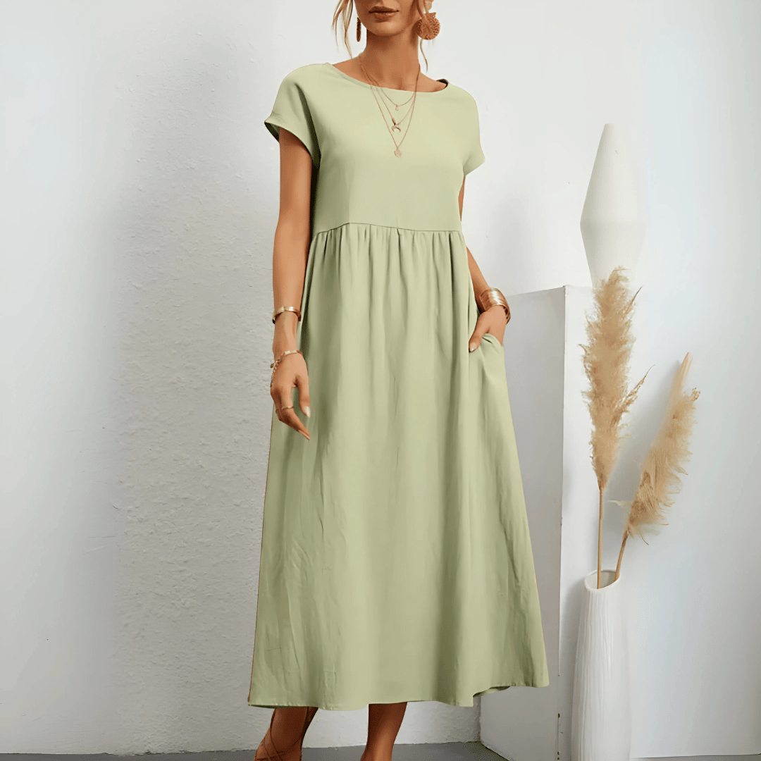 maxi vestido vintage de mujer de algodón y lino