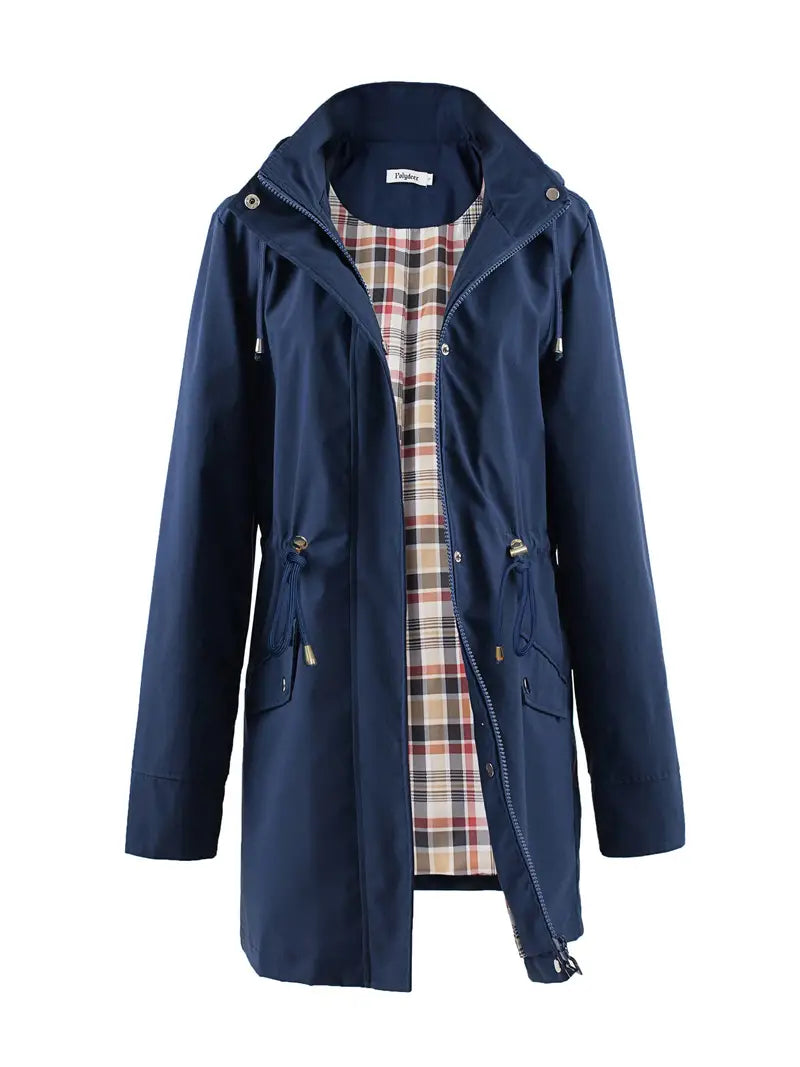 Chubasquero clásico impermeable con estampado y capucha para mujer | Perfecto para actividades al aire libre