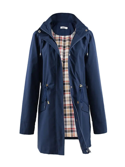 Chubasquero clásico impermeable con estampado y capucha para mujer | Perfecto para actividades al aire libre