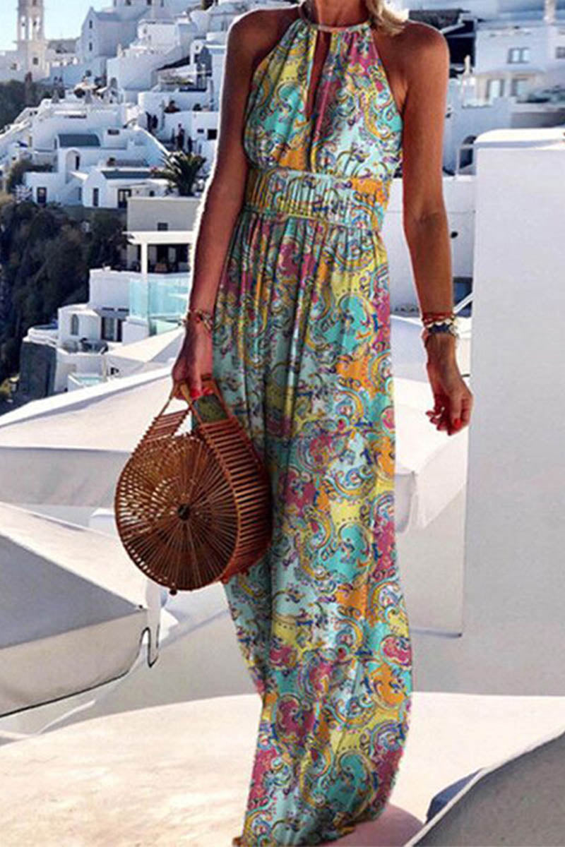 Vestido estampado con escote redondo