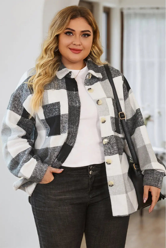 Chaqueta de cuadros caqui con bloques de color para un estilo invernal sin esfuerzo