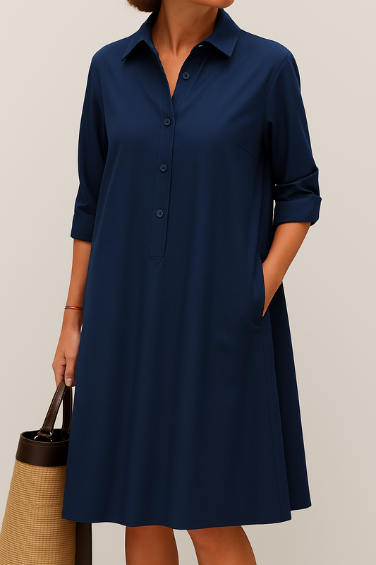 Vestido camisero semilargo con cierre de botones
