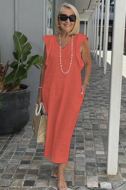 Vestido casual en algodón y lino