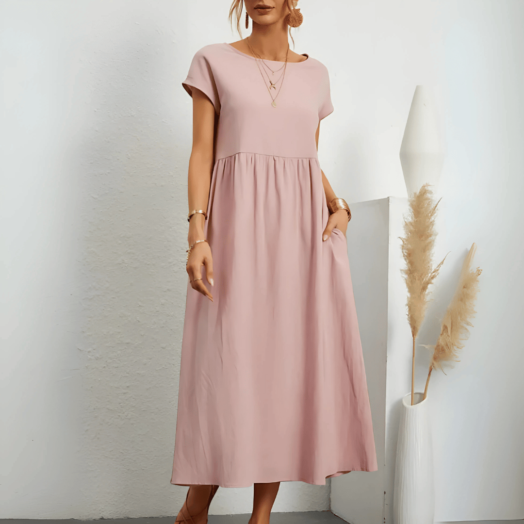maxi vestido vintage de mujer de algodón y lino