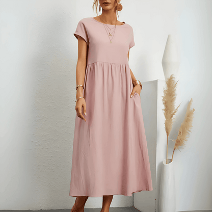 maxi vestido vintage de mujer de algodón y lino