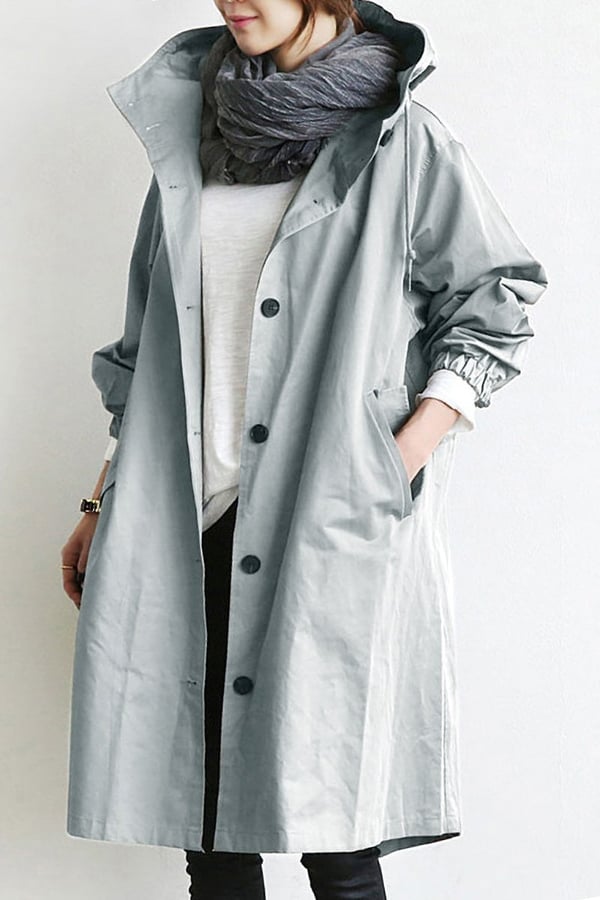 Chaqueta impermeable con capucha de gran tamaño para mujer