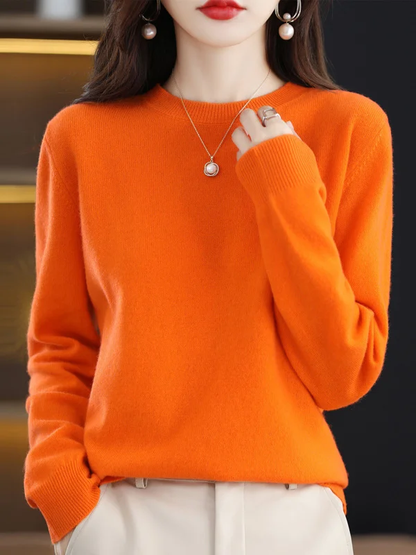 Jersey informal con cuello redondo y mangas largas para un look relajado