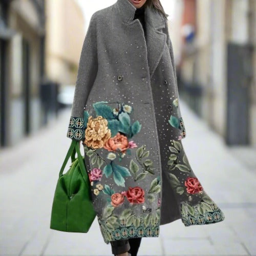 Ruth - Abrigo largo con cuello y varios motivos