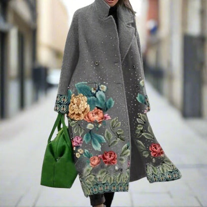Ruth - Abrigo largo con cuello y varios motivos