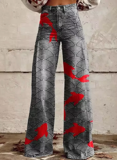 Pantalones anchos con estampado de colores