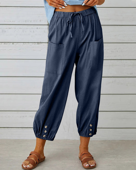 Erinna - Pantalones de yoga capri con cordón de ajuste