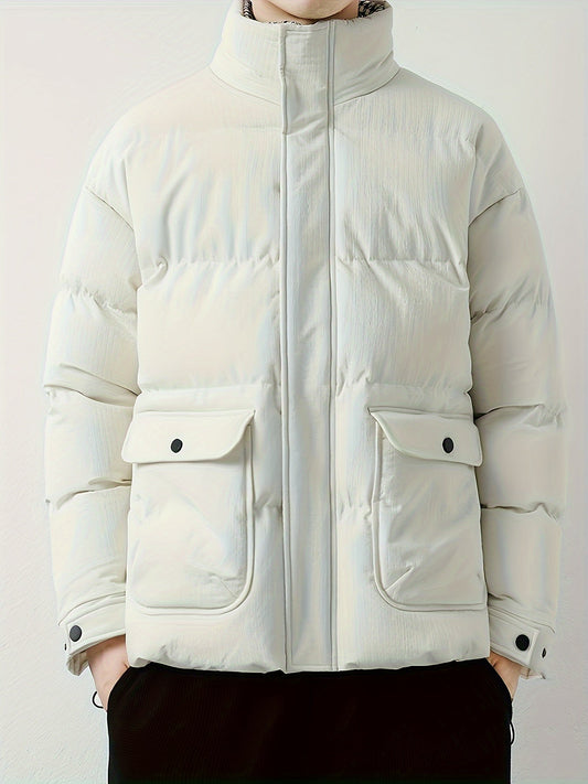 Chaqueta de plumón de estilo casual con cuello banda y acolchado para hombre | Ideal para otoño/invierno