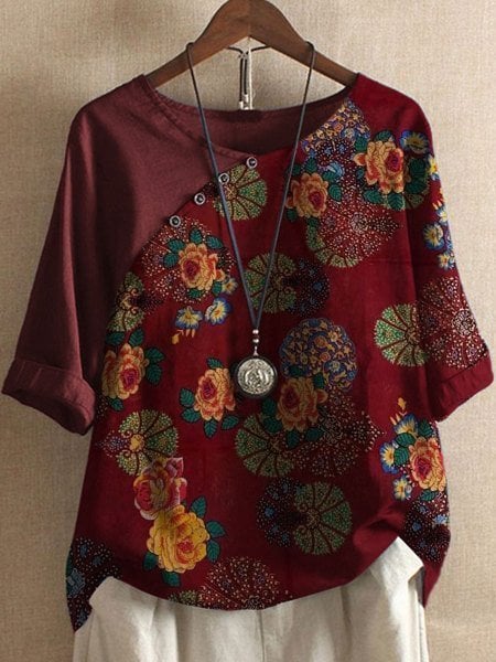 Vanessa | Camisa Manga Corta Estampado Floral Estilo Boho