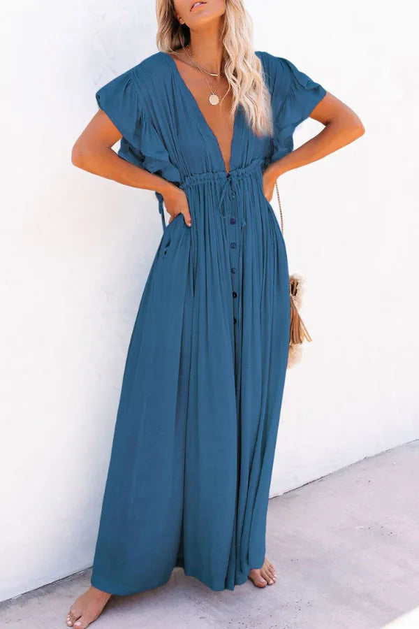 Vestido Fairy Air con cuello en V y mangas con volantes