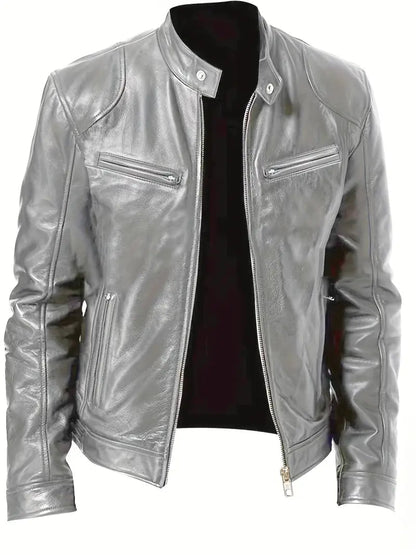 Elegante chaqueta de piel con bolsillos para hombre | Chic y perfecta para llevar a diario
