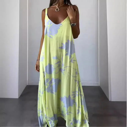 Vestido largo sin mangas con estampado floral, ideal para los días soleados
