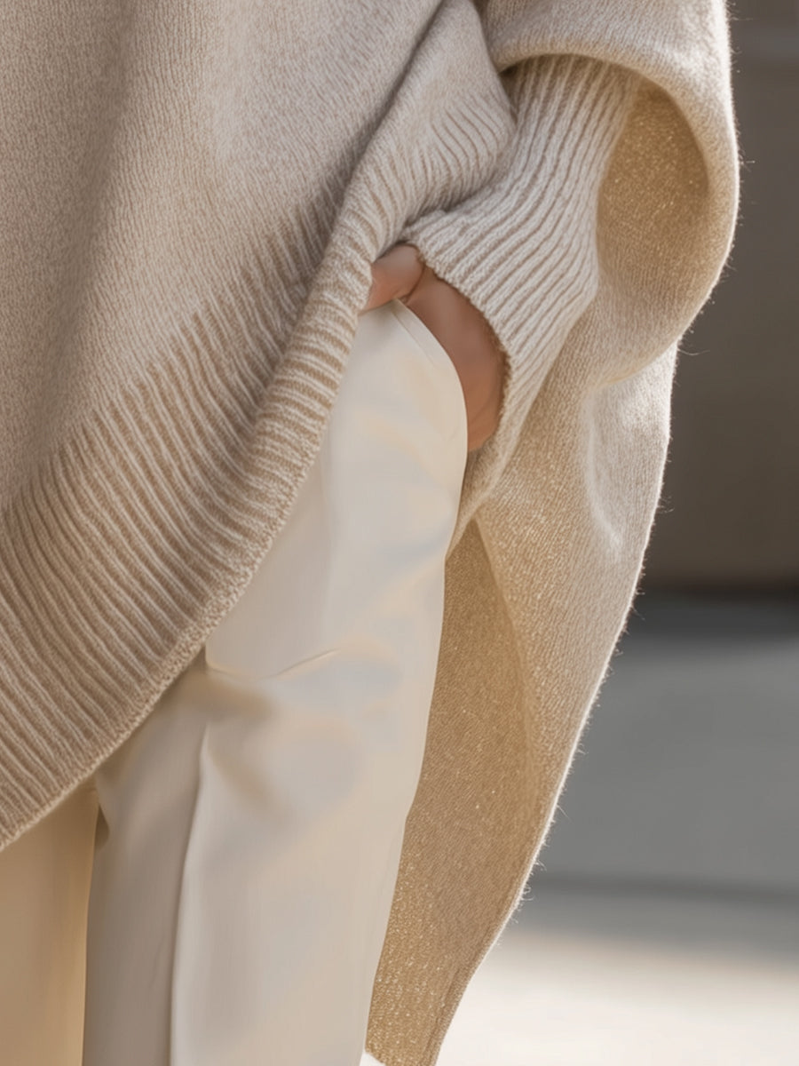 Damski Sweter Swetrowy Poncho Oversize