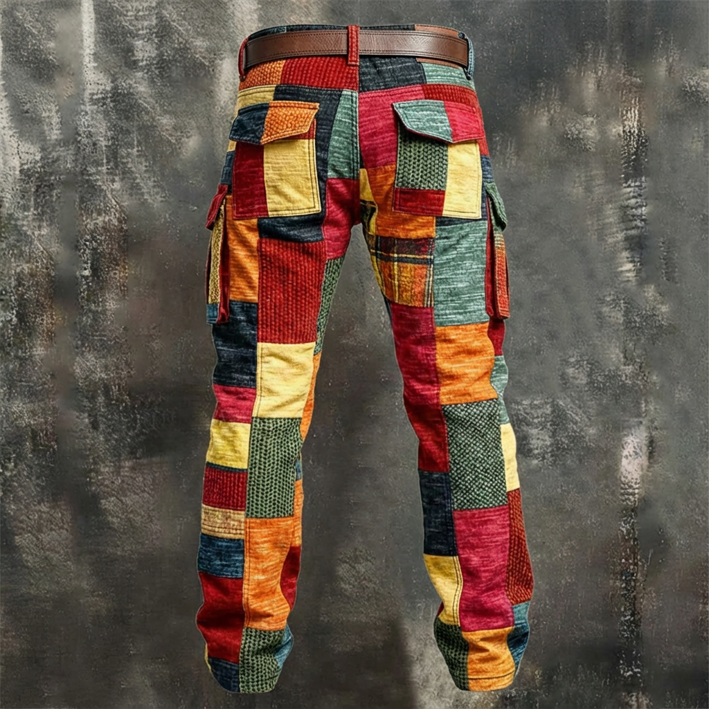 Męskie Spodnie Cargo Patchwork