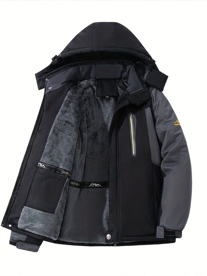 Chaqueta de invierno con bolsillo y solapa de forro polar y cierre de botón para hombre | Perfecta para actividades al aire libre