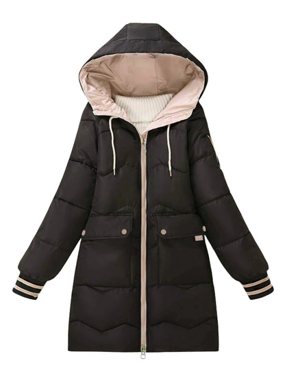 Chaqueta de invierno casual gruesa con bolsillos y capucha para mujer | Ideal para otoño/invierno