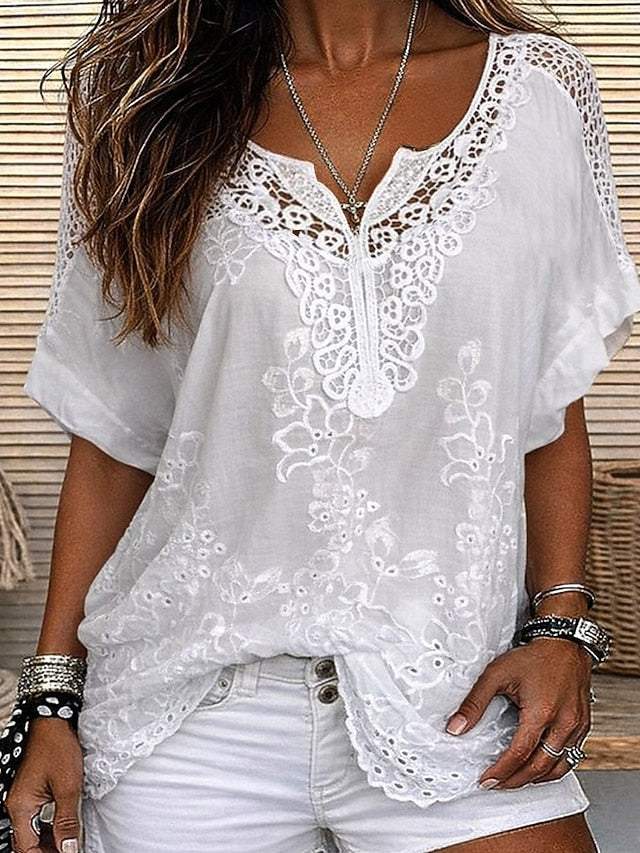 Damska Bluzka V Neck