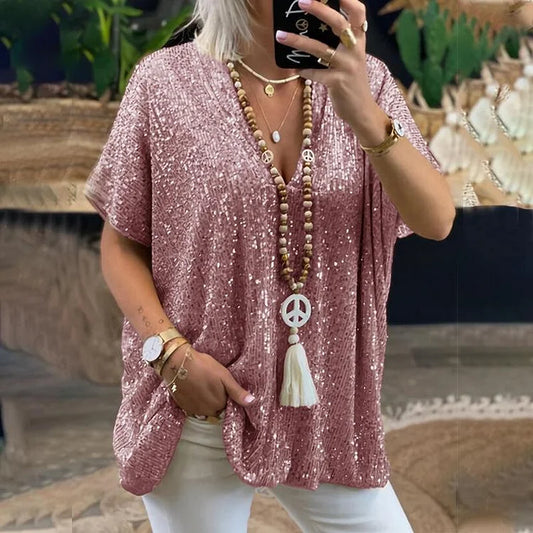 Wendy Bloes | Blusa de lentejuelas con cuello en V