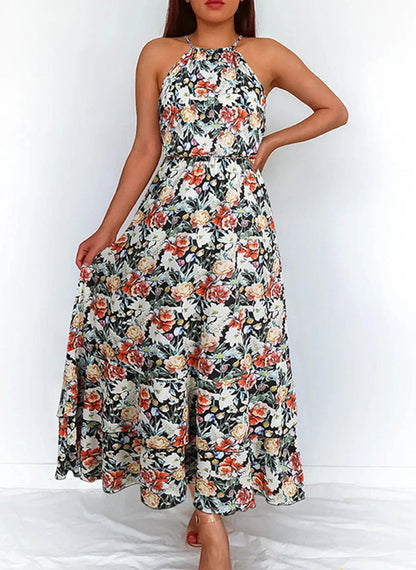 Vestidos de falda halter con una elegante combinación floral