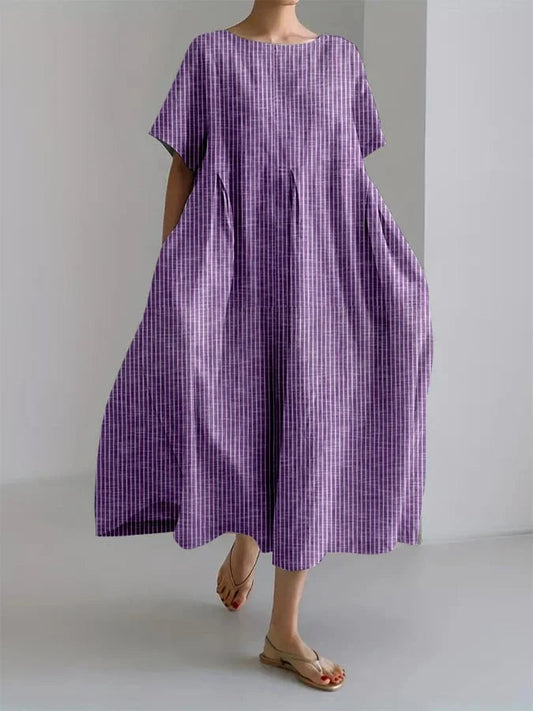 Vestido largo casual con rayas anchas y estilo retro para uso diario