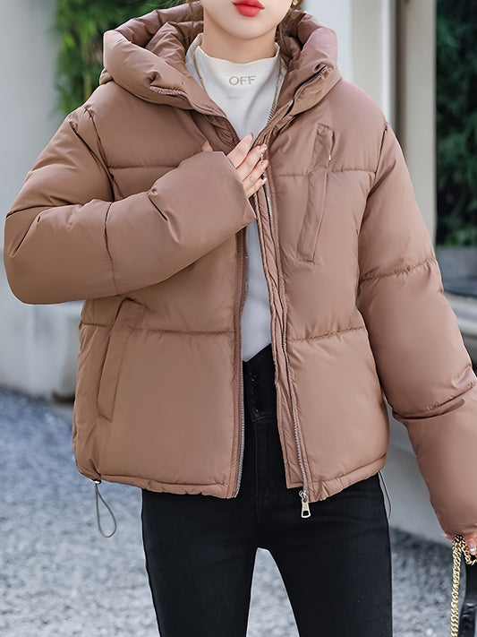 Chaqueta casual de invierno forrada con cremallera para mujer | Ideal para otoño/invierno