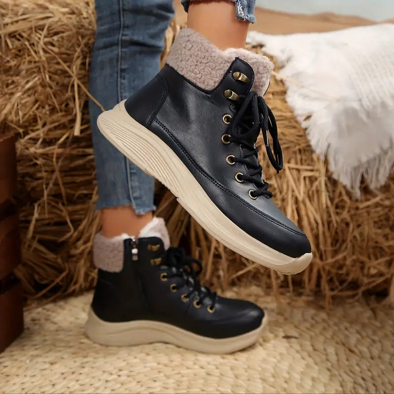 Botas de invierno casuales para mujer con forro polar y engrosamiento para mayor calidez y comodidad