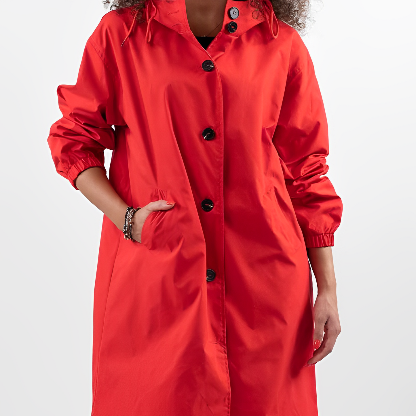Chubasquero informal con capucha y cordón para mujer | Ideal para otoño/invierno