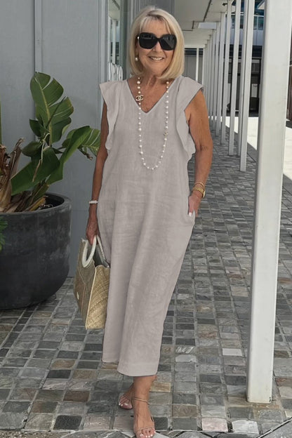 Vestido casual en algodón y lino