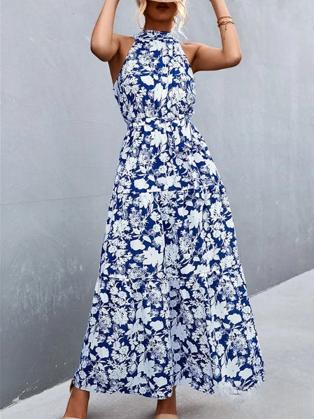 vestido mono más vendido con tirantes y cuello halter con estampado de lunares ondulados