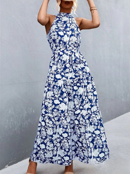 vestido mono más vendido con tirantes y cuello halter con estampado de lunares ondulados