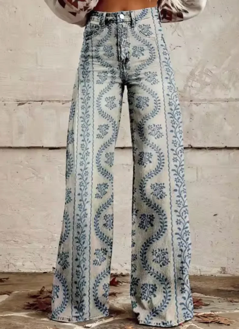 Pantalones anchos con estampado de colores