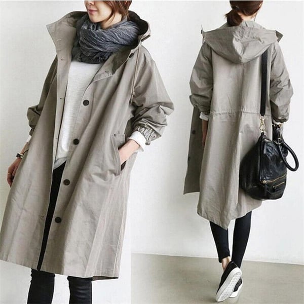 Chaqueta impermeable con capucha de gran tamaño para mujer