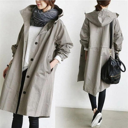 Chaqueta impermeable con capucha de gran tamaño para mujer