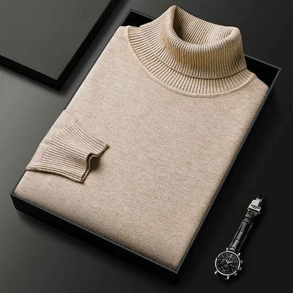 Moderno jersey de cuello alto entallado para el frío