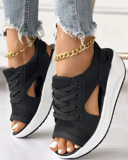 Sandalias Denisee Muffin con cordones y panel en contraste