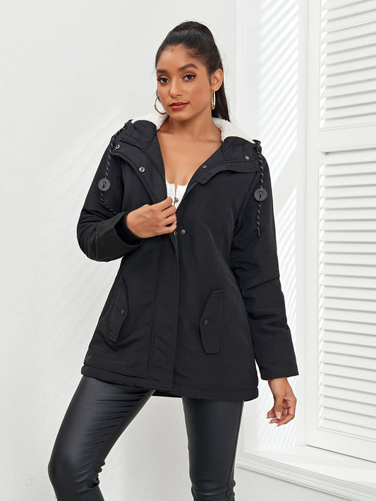 Chaqueta de invierno Casual Cosy con forro polar y capucha para mujer | Ideal para otoño/invierno