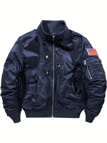 Cálida chaqueta táctica bomber con cuello alto para hombre | Perfecta para actividades al aire libre