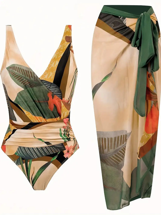Bañador sexy con estampado tropical