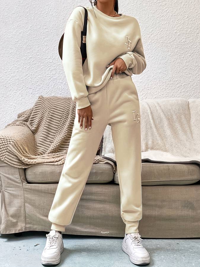 Heidi-Mode - Elegante y cómodo conjunto de jersey y pantalón de otoño para mujer