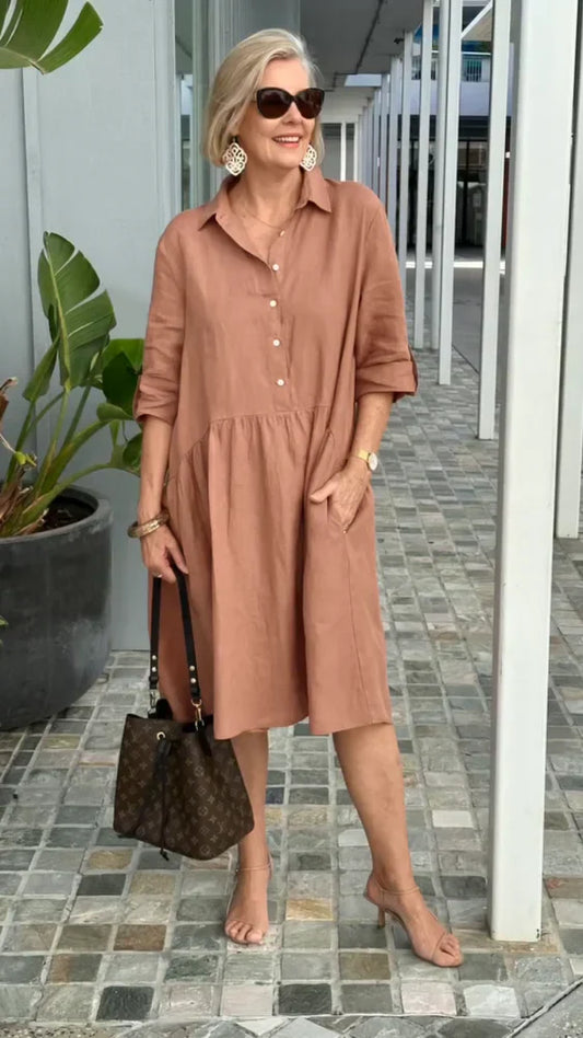 Nuevo vestido casual para mujer en lino y algodón