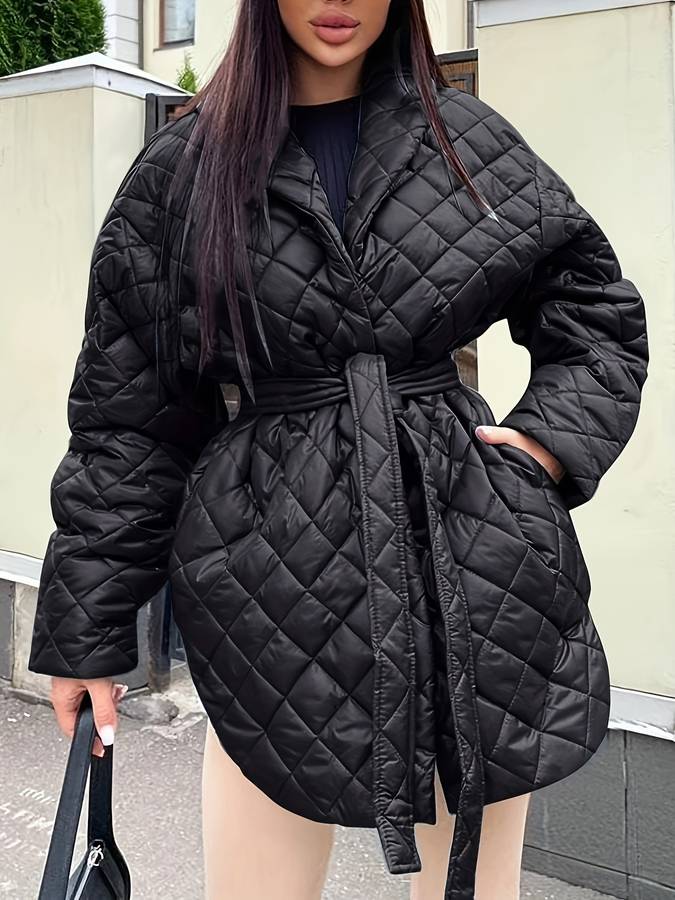 Chaqueta midi con cuello en V de moda para mujer