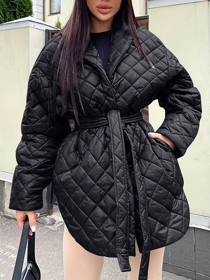 Chaqueta midi con cuello en V de moda para mujer