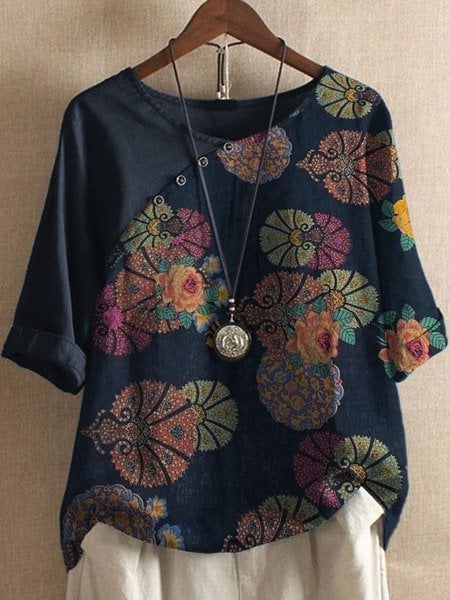 Vanessa | Camisa Manga Corta Estampado Floral Estilo Boho