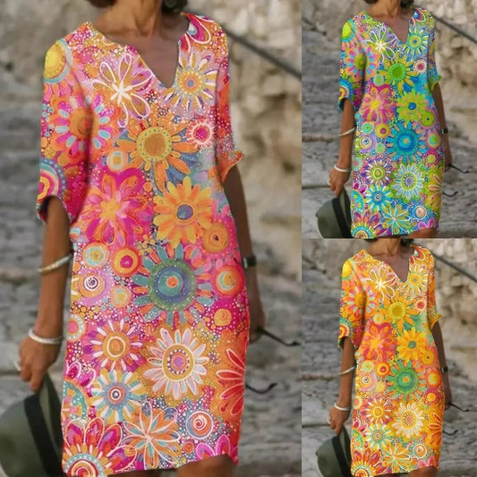 Piso | Vestido de verano de media manga con estampado floral